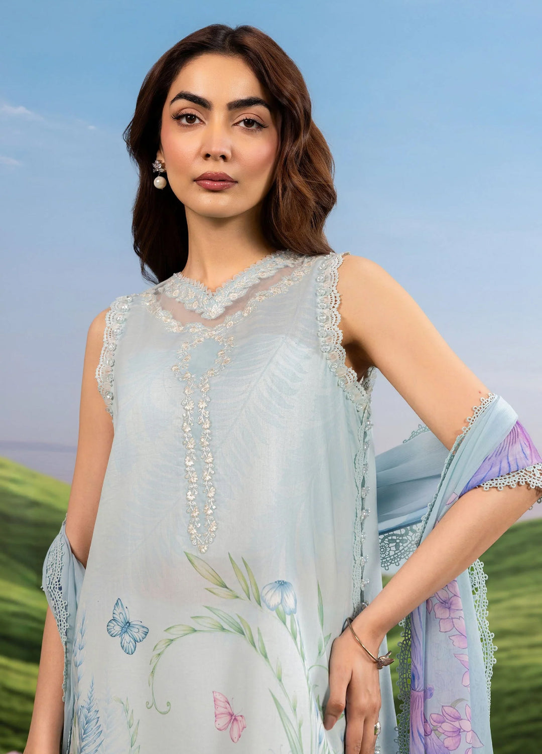 M Basics by Maria B Unstitched Embroidered Lawn 3 Piece Suit MB26SSEL MB-CUSV14-10A - Eid Collection