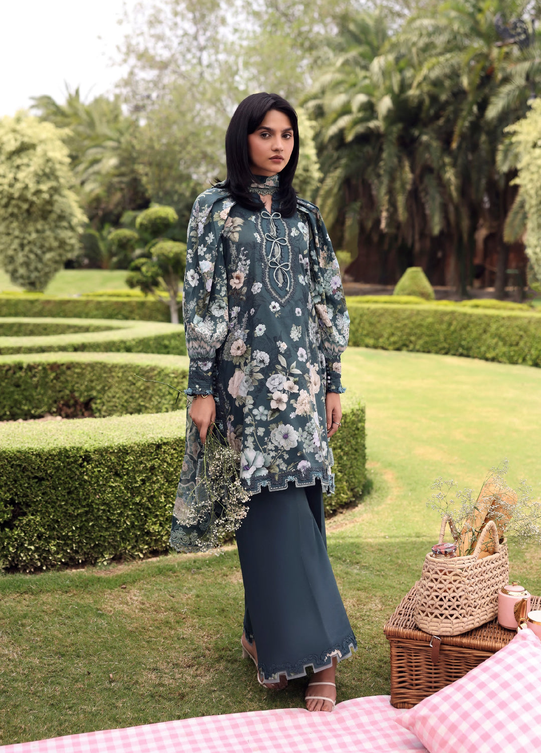 Belladore by Elaf Premium Unstitched Printed Lawn 3 Piece Suit EL26ULB Heather EPA-6B - Summer Collection