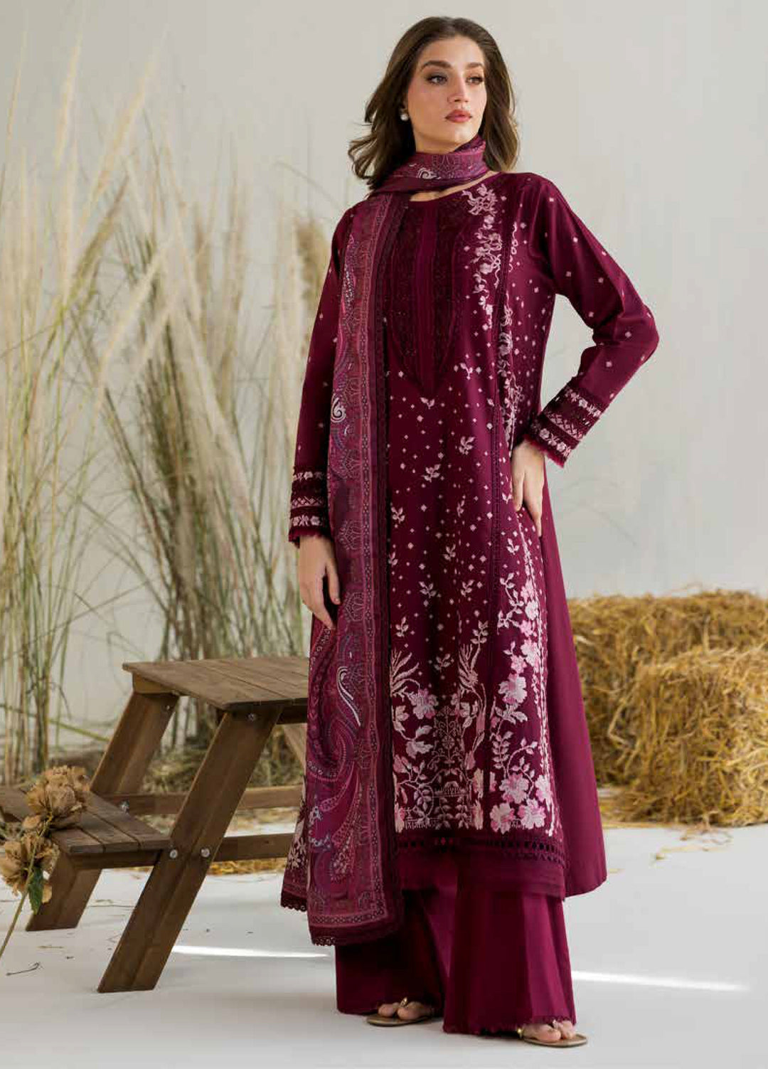 Sobia Nazir Winter Embroidered Khaddar Suits 3 Piece SN25WU D-06 A - Winter Collection