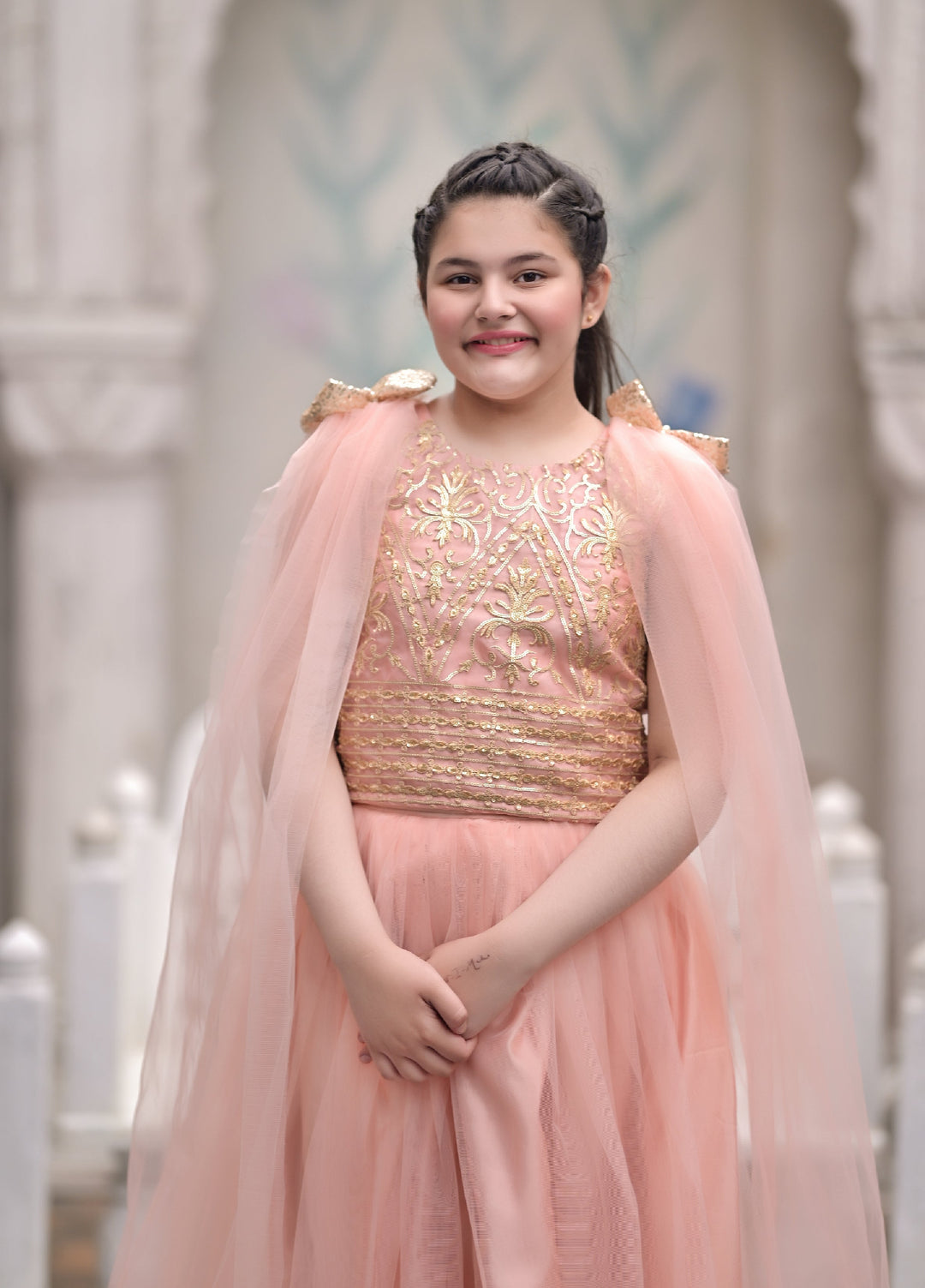 Andaz e Jahan by Qurratulain Saqib Pret kids Bareeze Net 3 Piece Embroidered Blossom Queen - Wedding Collection