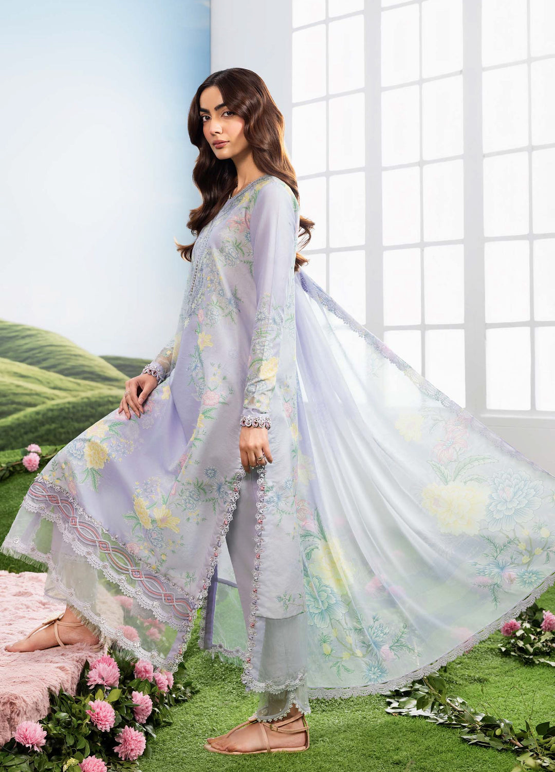 M Basics by Maria B Unstitched Embroidered Lawn 3 Piece Suit MB26SSEL MB-CUSV14-11B - Eid Collection