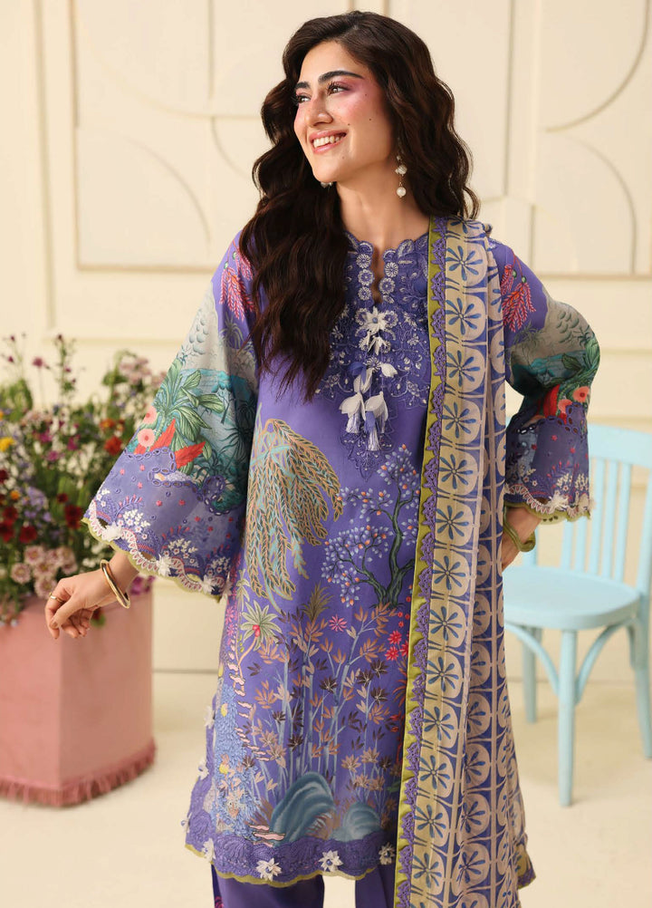 Soleil Hemline by Mushq Unstitched Printed Lawn 3 Piece Suit MU26USL Camellia Kiss HUNSS260307 - Festive Collection
