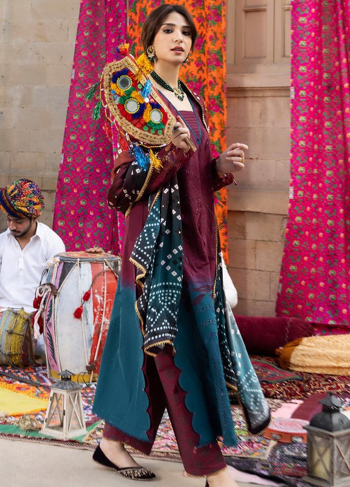 Bandhani by Al Zohaib Unstitched Embroidered Premium Lawn 3 Piece Suit AZ26UB D-3 - Summer Collection