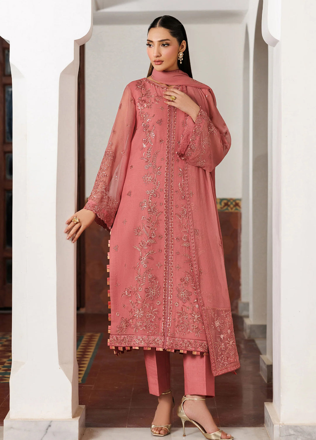 Nourah by Zarif Unstitched Embroidered Chiffon 3 Piece Suit ZR26UCN Nourah Angora ZF/ZQH/ANGORA 06 - Festive Collection