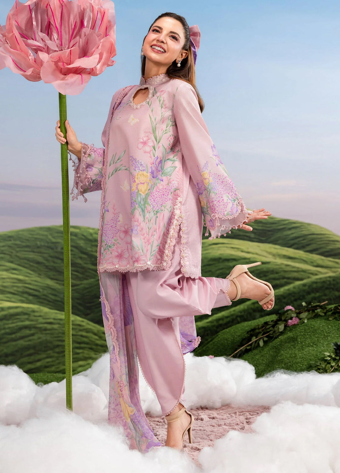 M Basics by Maria B Unstitched Embroidered Lawn 3 Piece Suit MB26SSEL MB-CUSV14-10B - Eid Collection