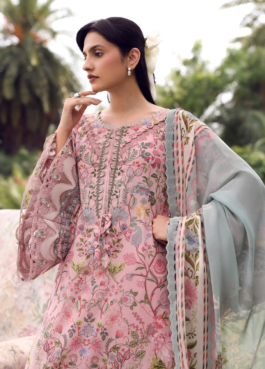 Belladore by Elaf Premium Unstitched Printed Lawn 3 Piece Suit EL26ULB Chessa EPA-3A - Summer Collection