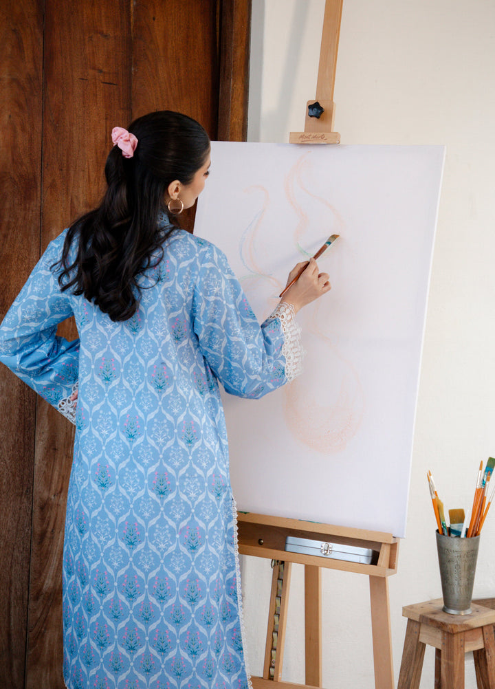 Sahar Unstitched Printed Cambric 1 Piece Shirt SS1-26-33 Sky Lattice - Summer Collection