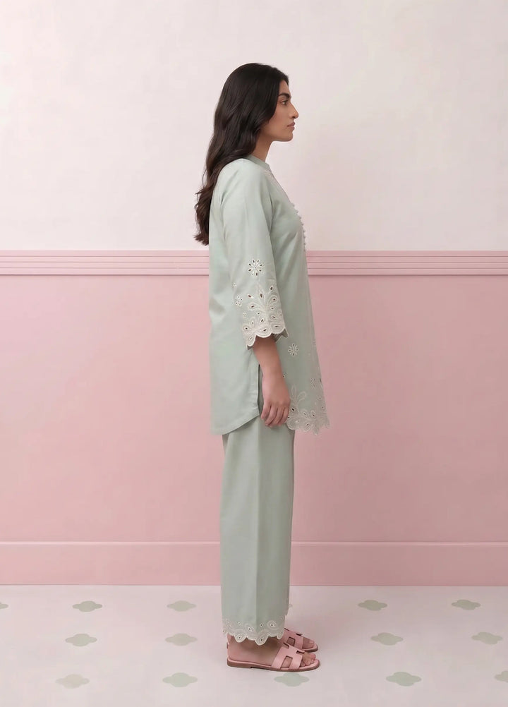 Scherezade Women RTW Embroidered Lawn Cotton 3 Piece Suit MATCHA - Casual Collection