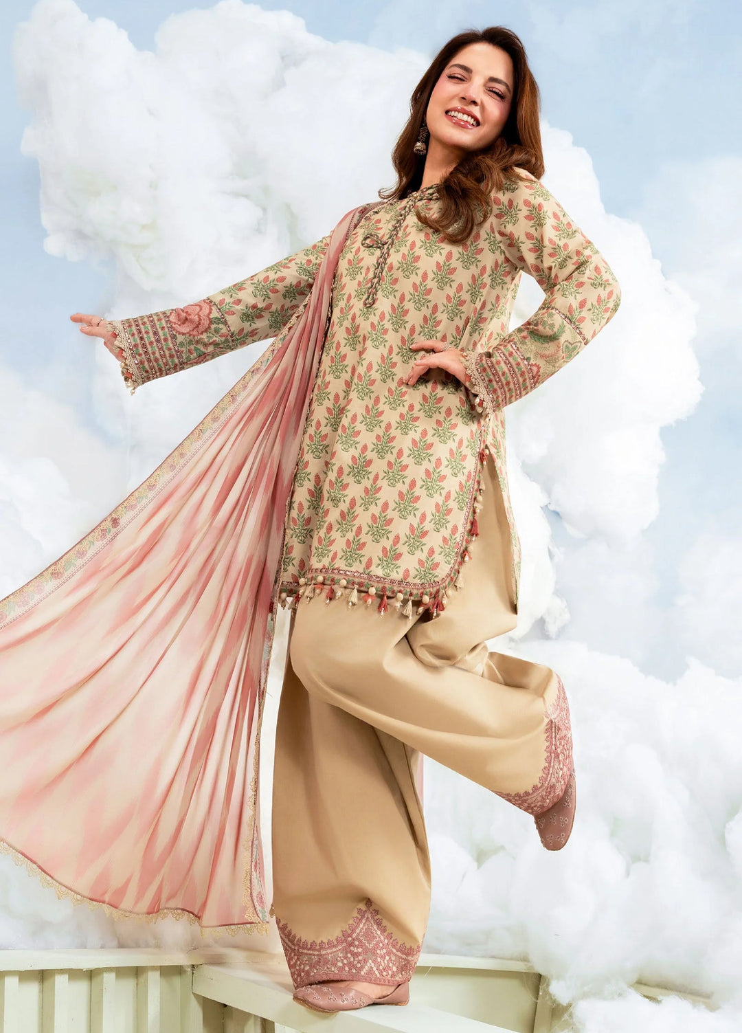 M Basics by Maria B Unstitched Embroidered Lawn 3 Piece Suit MB26SSEL MB-CUSV14-12A - Eid Collection