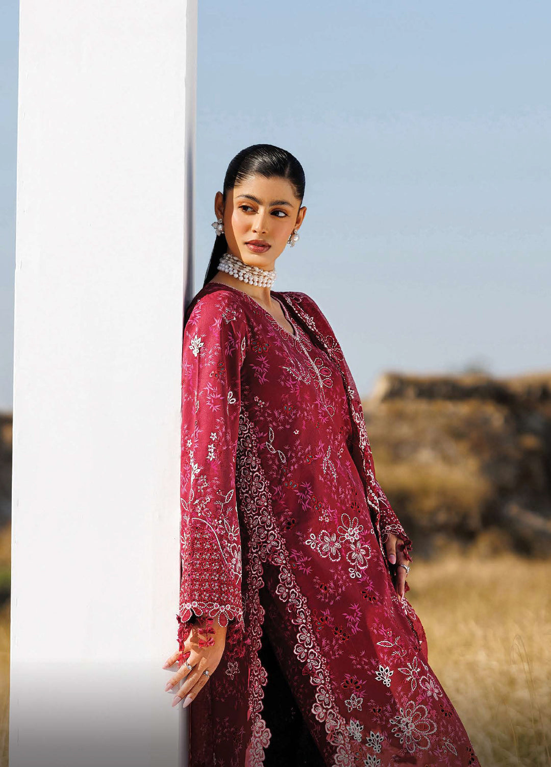 Sunlit Groove by Emaan Adeel Unstitched Embroidered Luxury Lawn 3 Pcs Suit EA26USG RADIANT ROSE - Summer Collection
