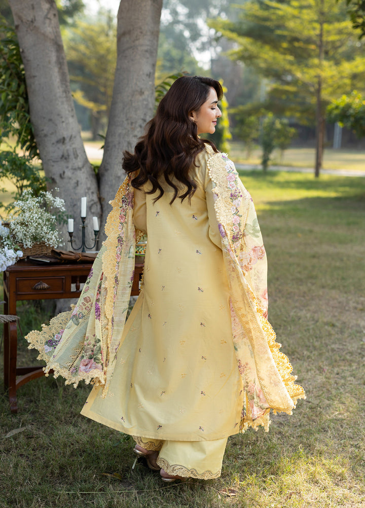 Elaf Premium Unstitched Embroidered Luxury Lawn 3 Piece Suit EL26UPL ELY- 5 SOUCI - Summer Collection