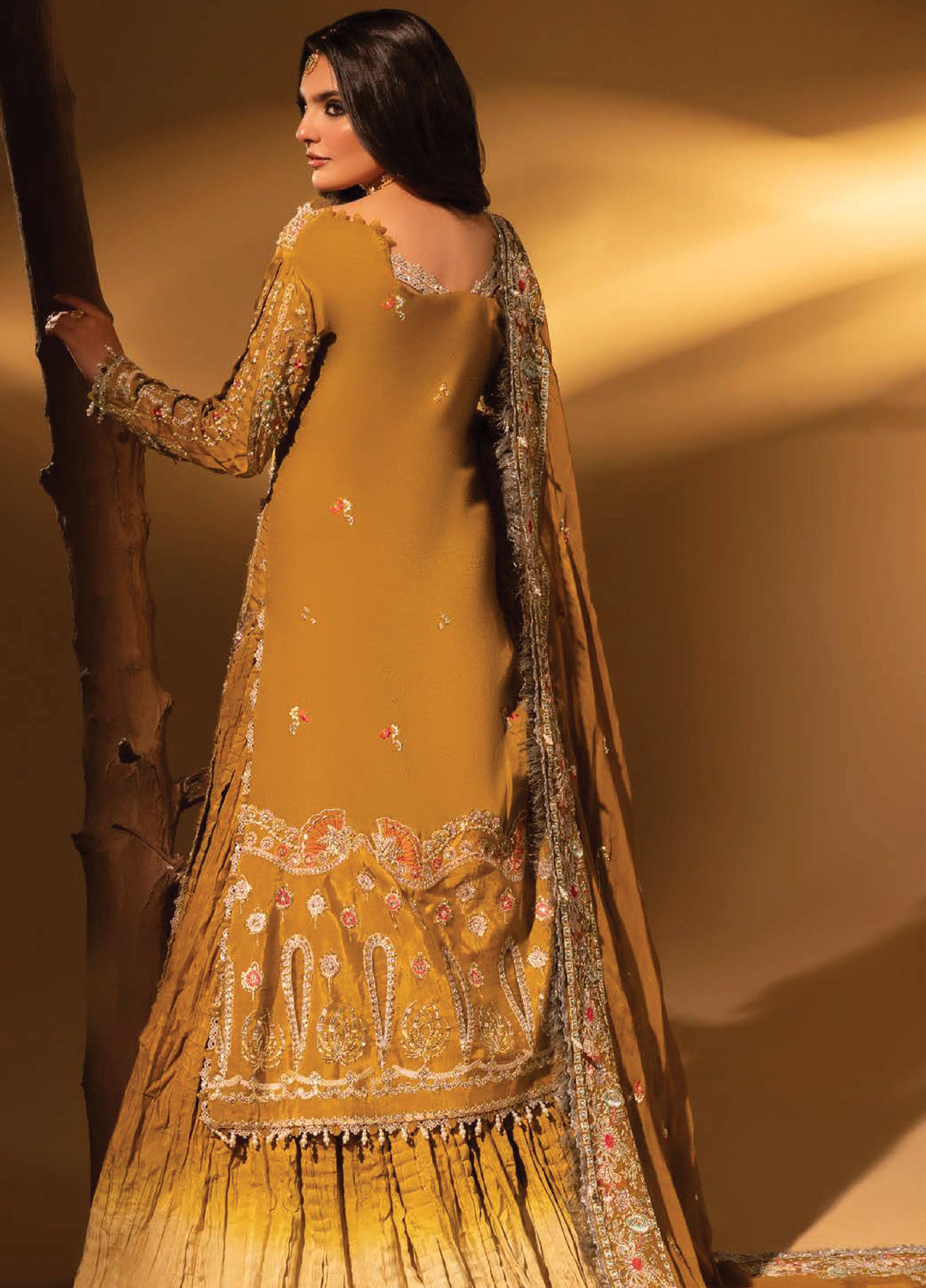 Aylin Unstitched Raw Silk Embroidered Suits 3 Piece AYL25US MUSTARD CHARM - Festive Collection