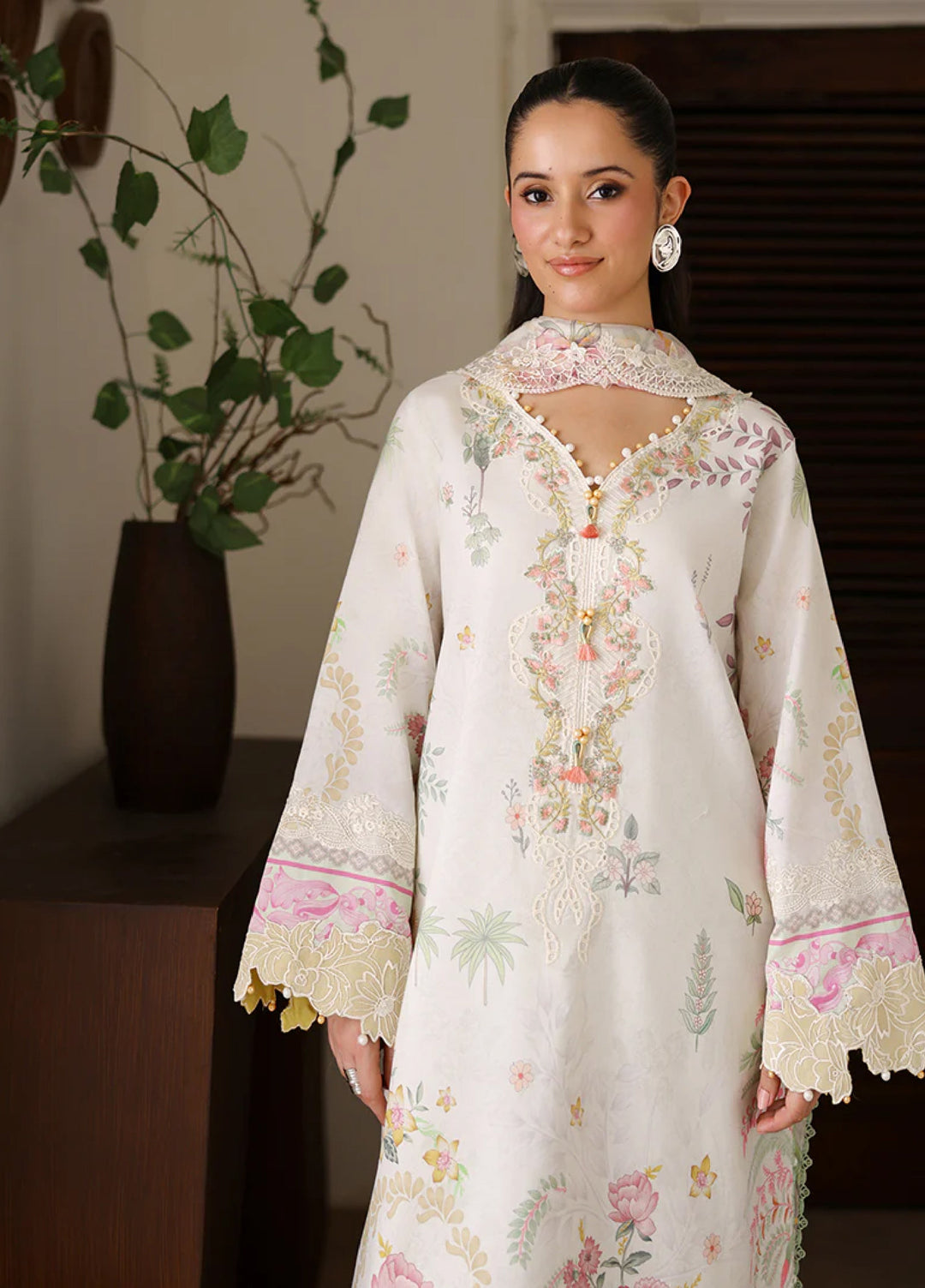 Sunlit Tales by Roheenaz Unstitched Embroidered Lawn 3 Piece Suit RN26ULS Petalbeam RUNSS260704 - Lawn Collection