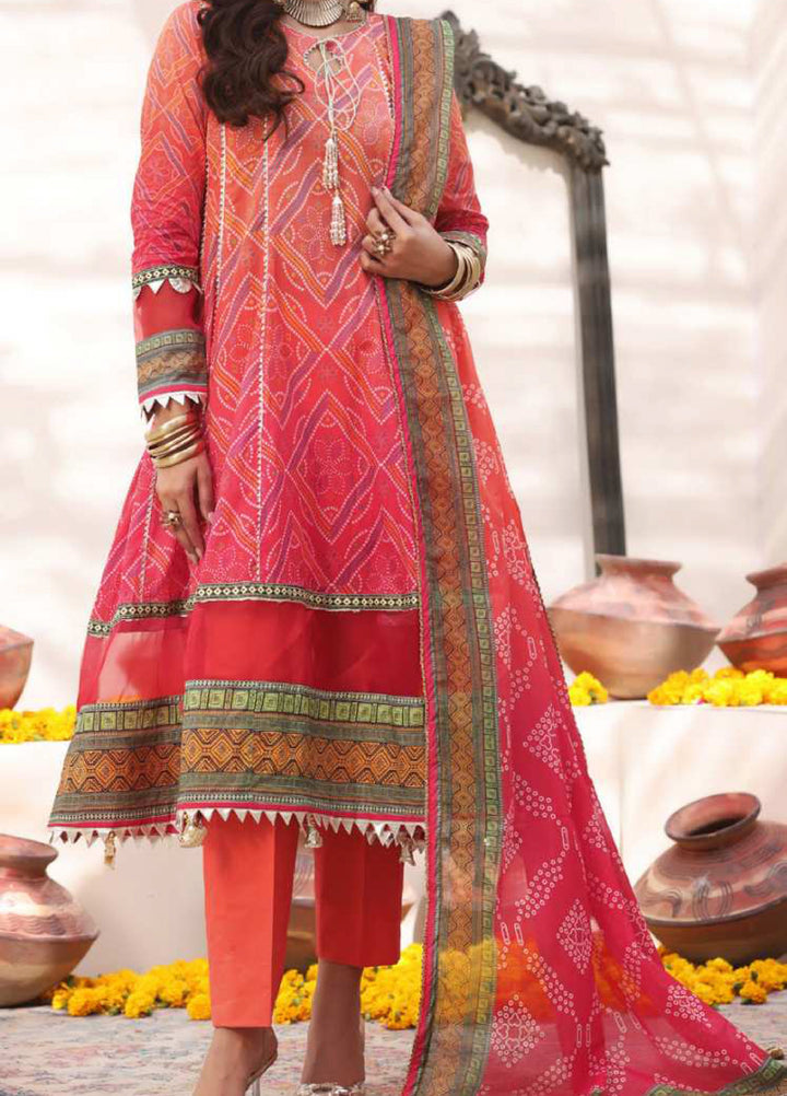 Heritage Series by AL Zohaib Unstitched Printed Chunri Lawn 3 Piece Suit AZ26UCH D-6 - Festive Collection