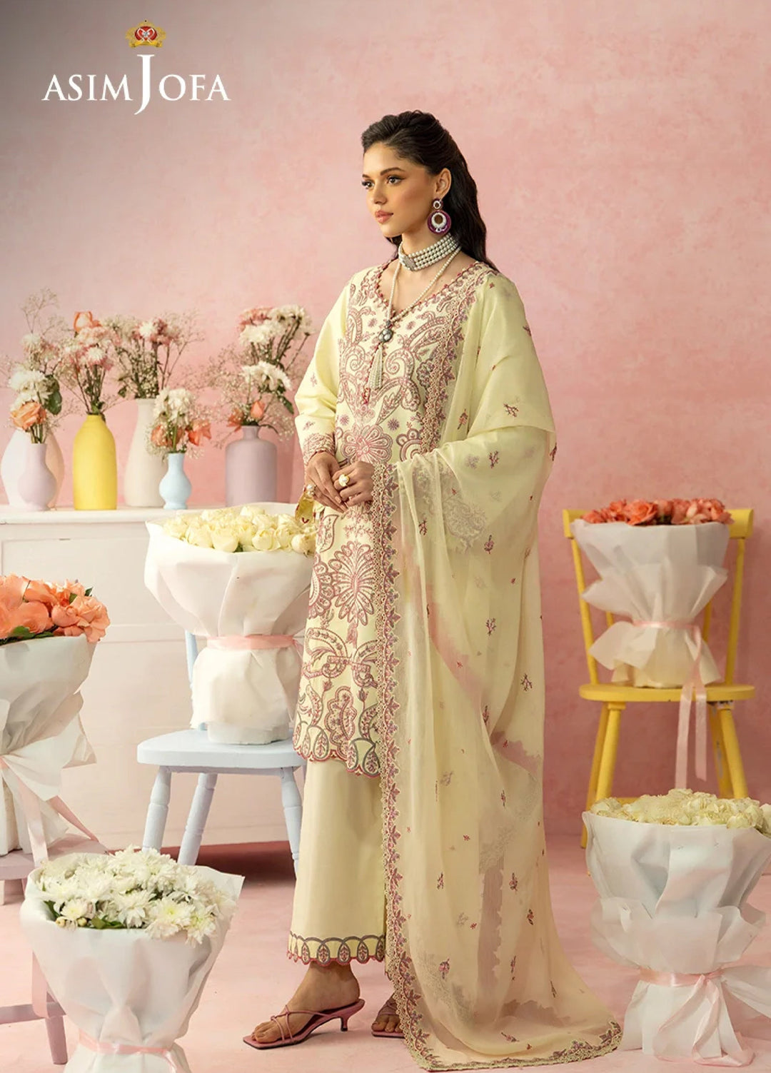 Asim Jofa Unstitched Embroidered Luxury Lawn 3 Piece Suit AJ26ULL AJULW-09 - Festive Collection