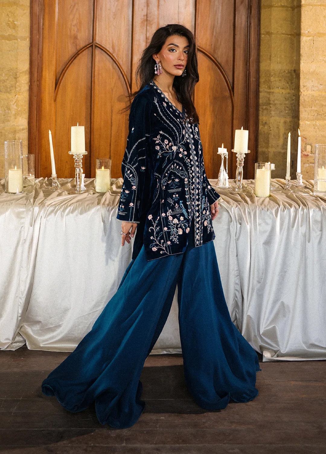 Elayra by Sahar Pret Velvet 2 Piece Embroidered Sapphire Allure - Festive Collection