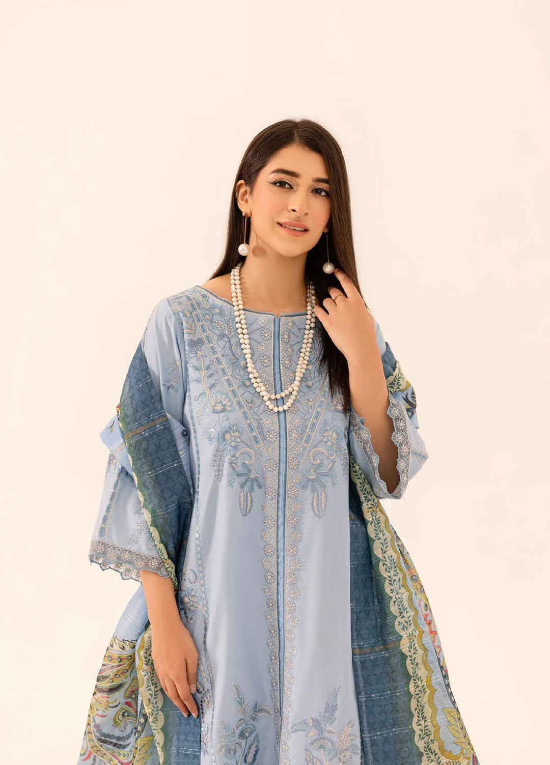 Gohor e Nayab by Ruby Suleiman Pret Lawn Suits 3 Piece Aqua Bloom - Festive Collection