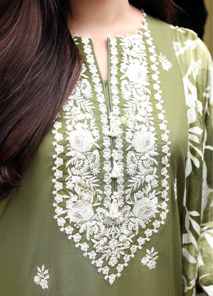 Cross Stitch Unstitched RTS Linen Embroidered Suits 3 Piece CS25LW D-02 Moss Reverie - Winter Collection