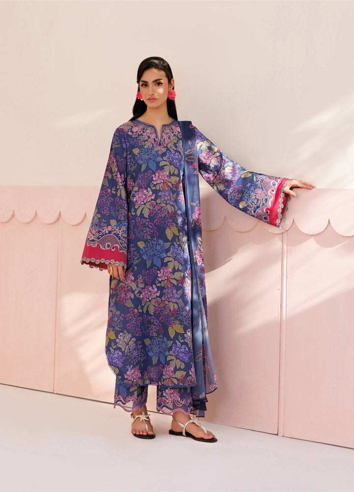 Azzal Unstitched Printed and Embroidered Lawn 3 Piece Suit AZL26UPL AZL-139 - Summer Collection