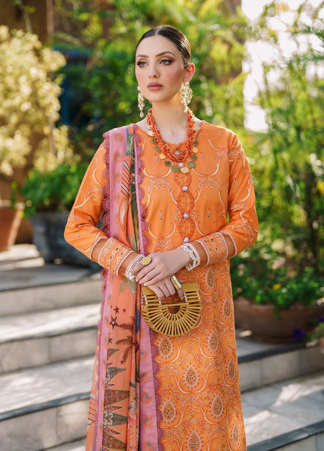 Shurooq Unstitched Luxury Lawn Embroidered 3 Piece SQ25 D-08 Dawn - Festive Collection