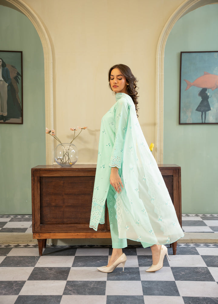 Naaz Couture Women RTW Embroidered Lawn 3 Piece Suit NC26RLC Aqua Marine - Casual Collection