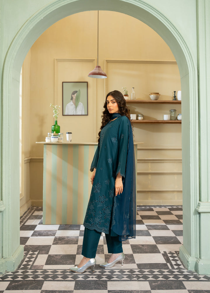 Naaz Couture Women RTW Embroidered Lawn 3 Piece Suit NC26RLC Teal - Casual Collection