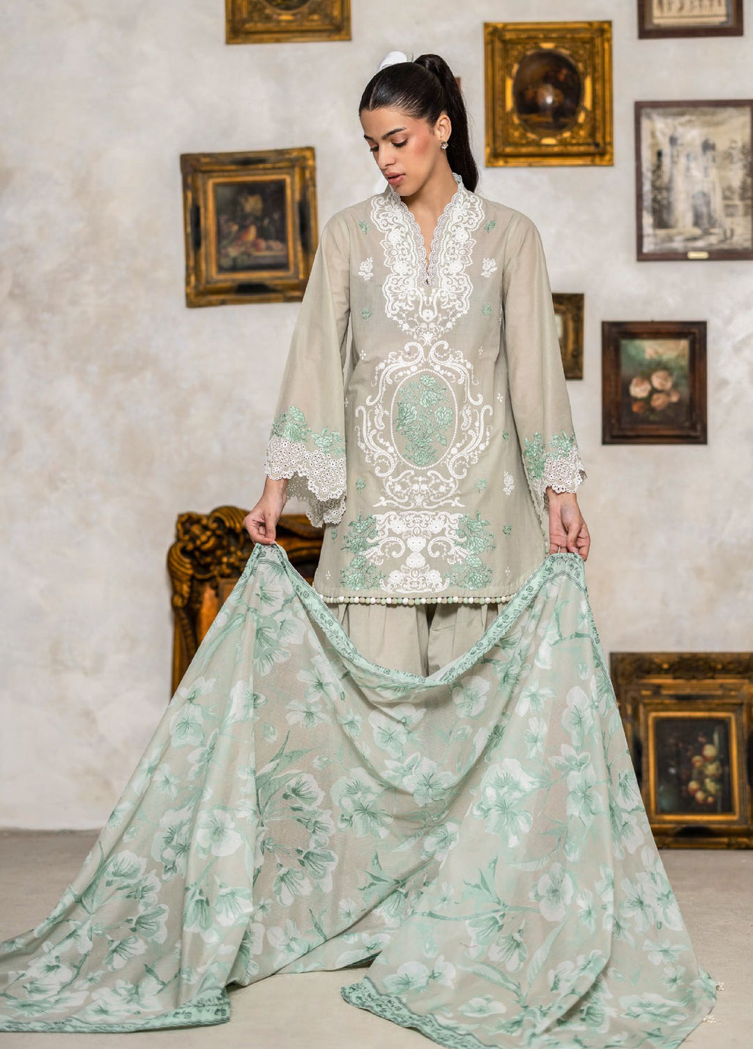 Freesia by Gul Ahmed Unstitched Embroidered Lawn 3 Piece Suit GA26UFL DN-62027 - Summer Collection