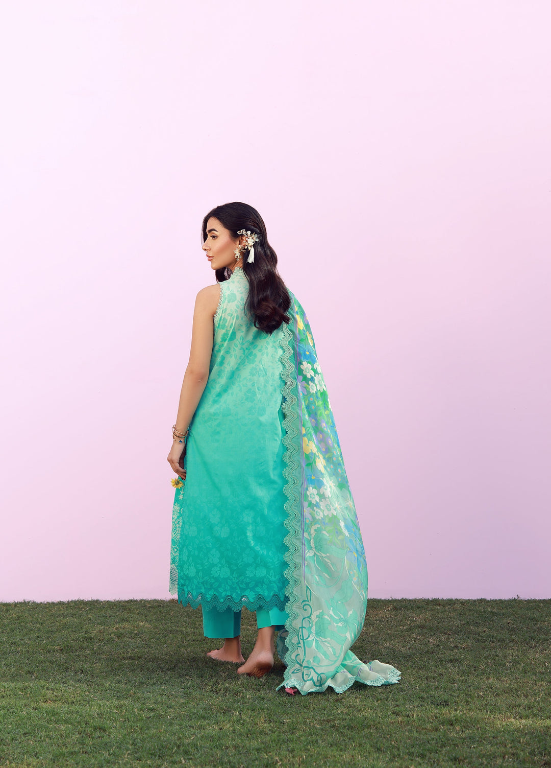 Mirha by Sahar Unstitched Embroidered Lawn 3 Piece Suit SS1-26-43 Turquoise Drift  - Summer Collection