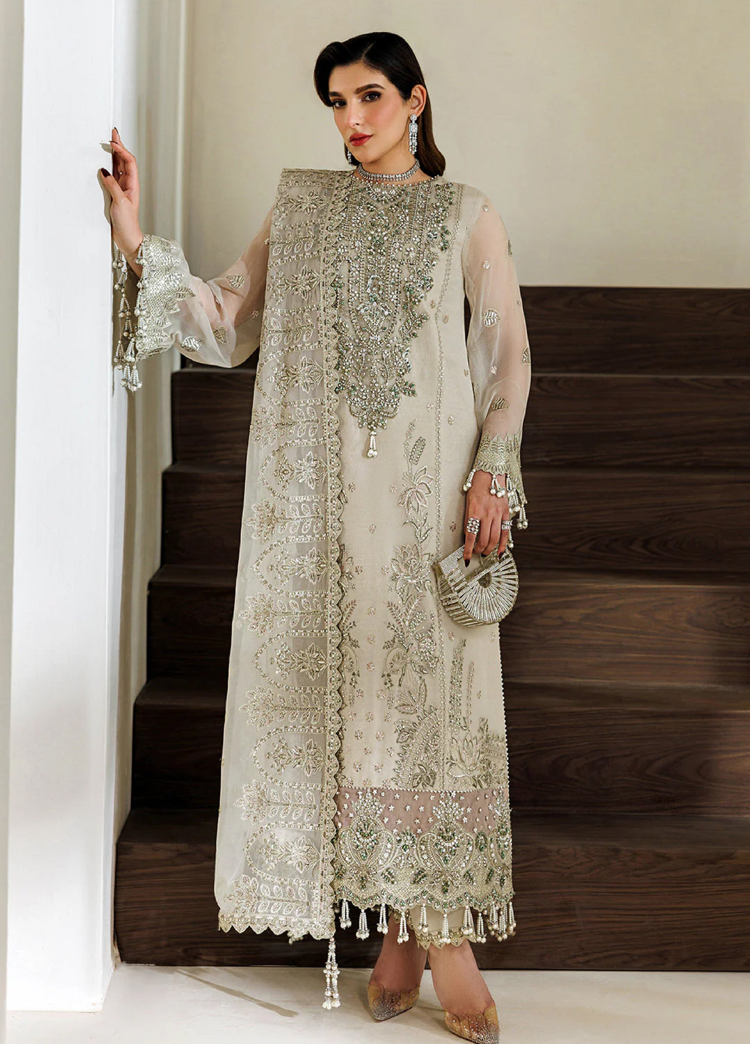 Aymal by Alizeh Fashion Handcrafted Unstitched Embroidered Chiffon 3 Pcs Suit AF26UAC 06-NAVYA - Festive Collection