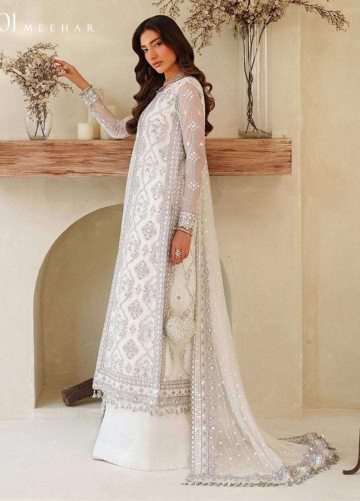Meesa by Zarif Unstitched Net Embroidered Suits 3 Piece ZR25UF ZRF-ML-01 MEEHAR - Winter Collection