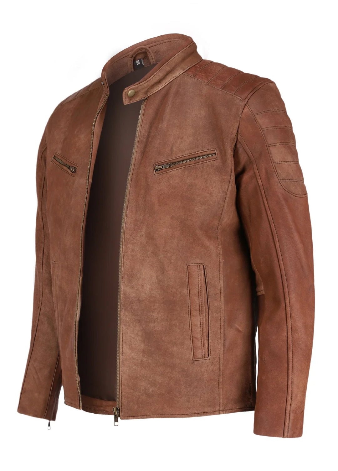 Mens Brown Biker Style Pure Leather Jacket