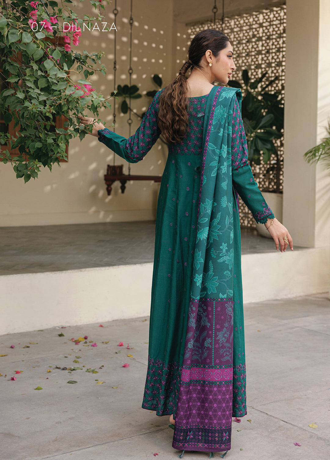 Xenia Unstitched Slub Khaddar Unstitched Embroidered Suits 3 Piece XE25SK D-07 Dilnaza - Winter Collection