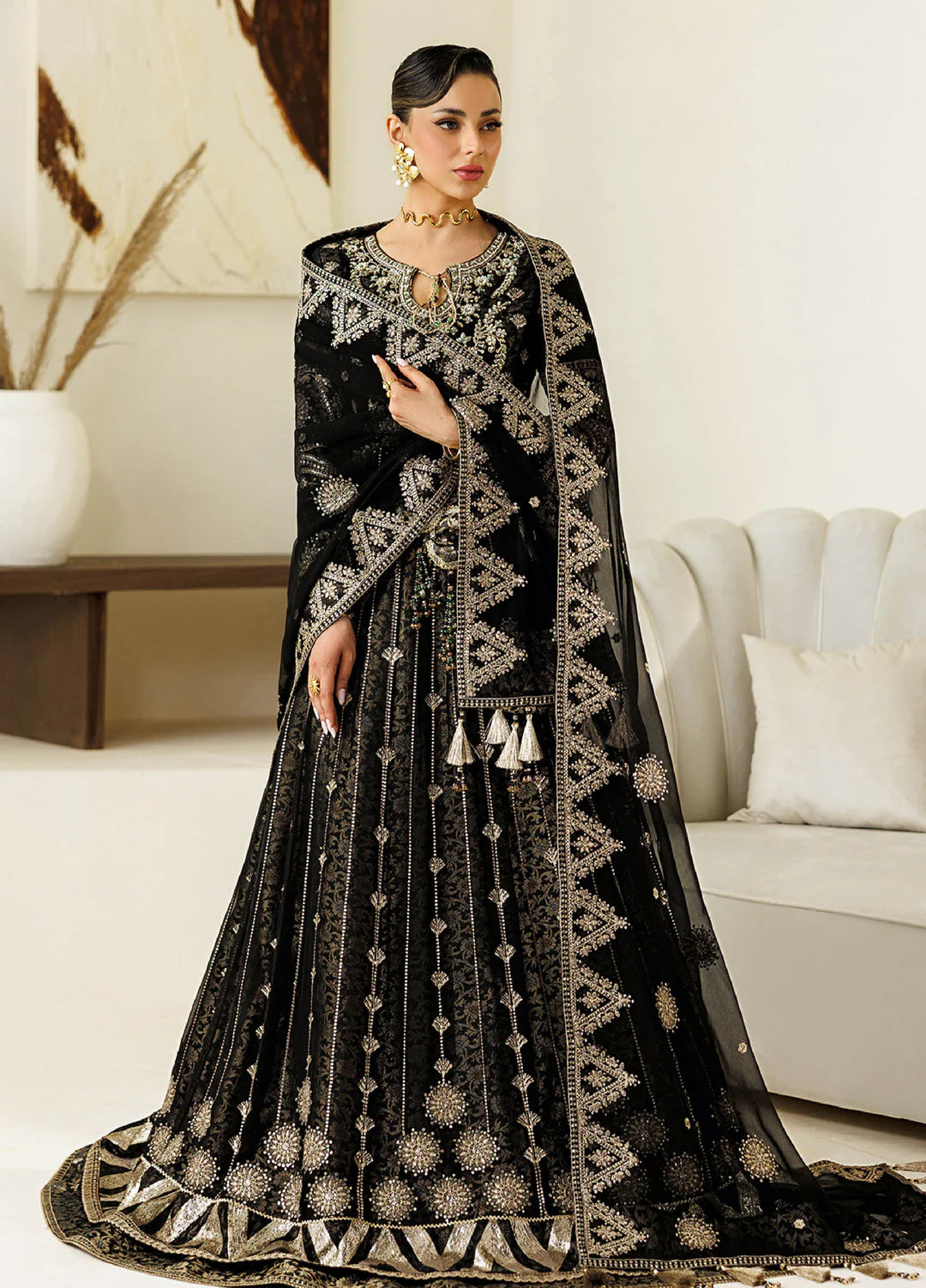 Aymal by Alizeh Fashion Handcrafted Unstitched Embroidered Chiffon 3 Pcs Suit AF26UAC 05-BLANC - Festive Collection