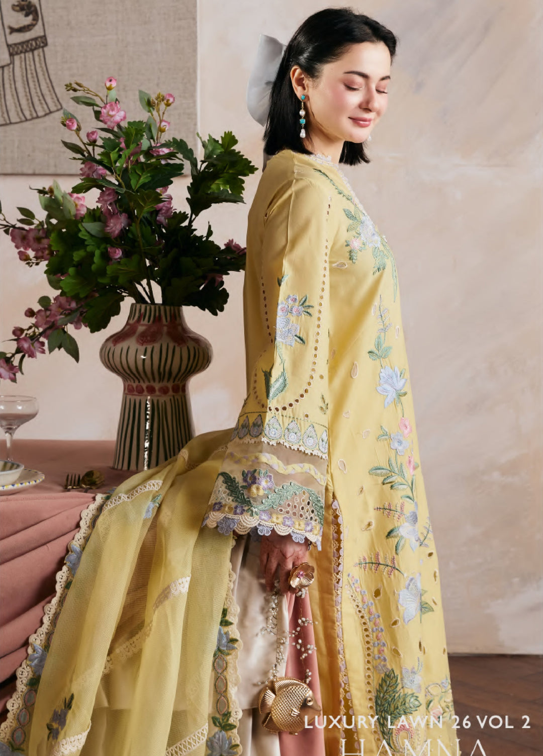 Maryam Hussain Unstitched Embroidered Lawn 3 Piece Suit MH26ULF Hamna - Festive Collection