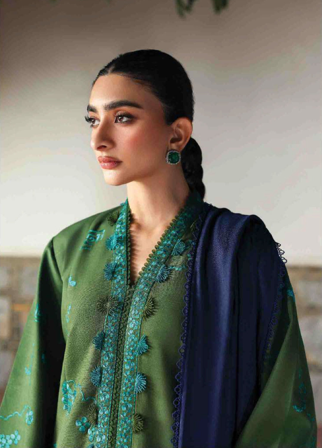 Amaris by Republic Womenswear Unstitched Luxury Shawl Khaddar Embroidered Suits 3 Piece RW25AS D-6 - Winter Collection