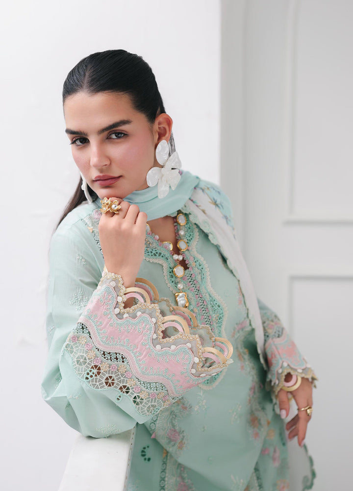 Q Line by Qalamkar Unstitched Chikankari Embroidered Lawn 3 Piece Suit QLK26UQL RP-05 RAHA - Summer Collection