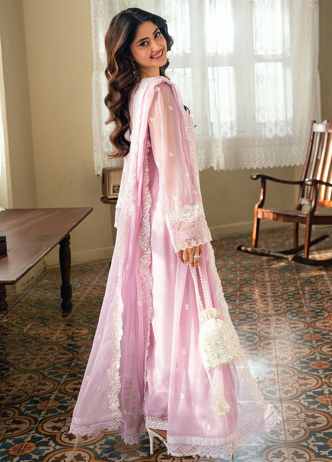 Eid Ensembles by Azure Unstitched Embroidered Chiffon 3 Piece Suit AZ26UEE ES-134 Wisteria - Eid Collection