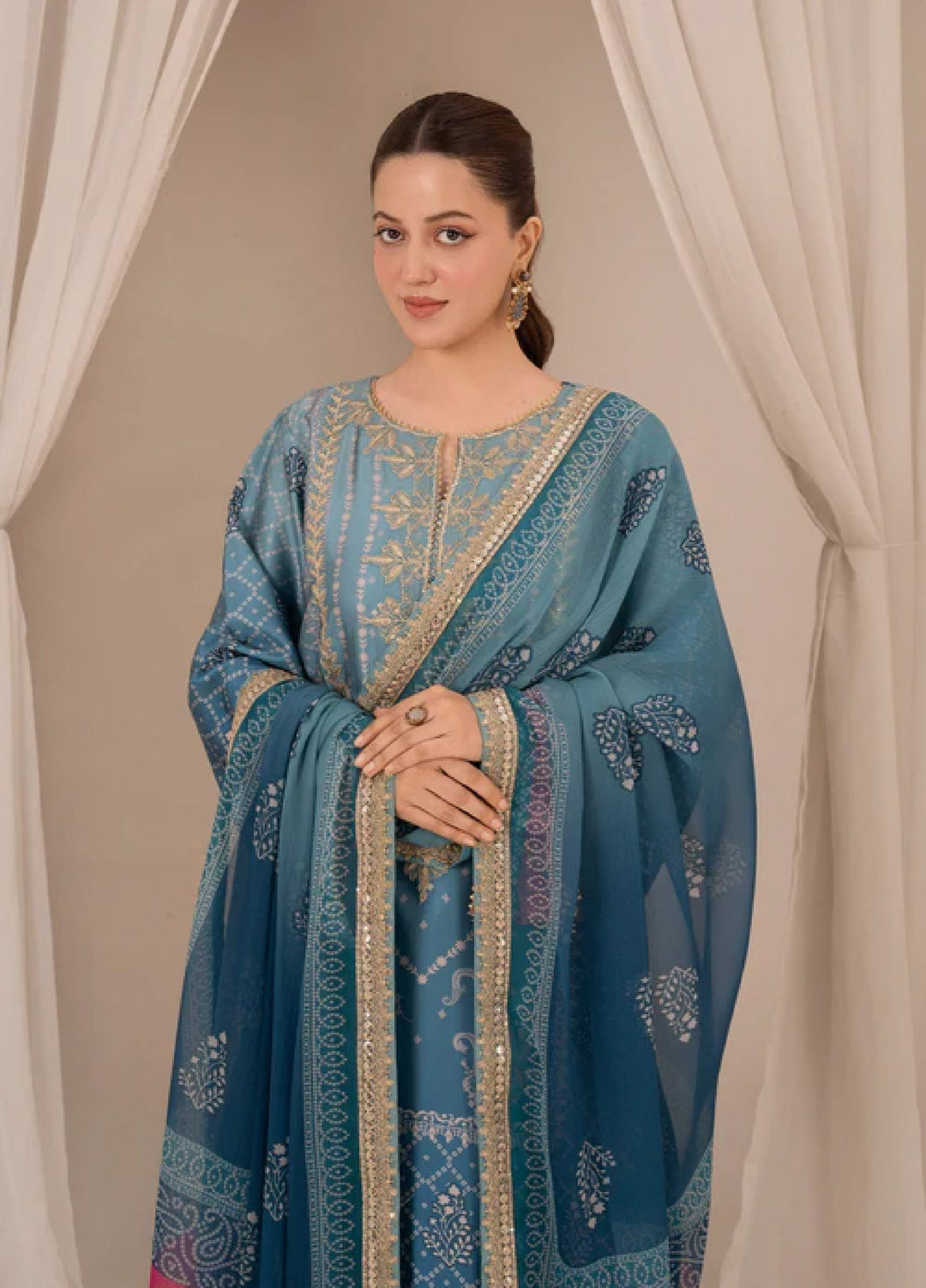 Bandhani by Chandan Nagri Women Pret Embroidered Silk 3 Piece Suit Ruya - Formals Collection