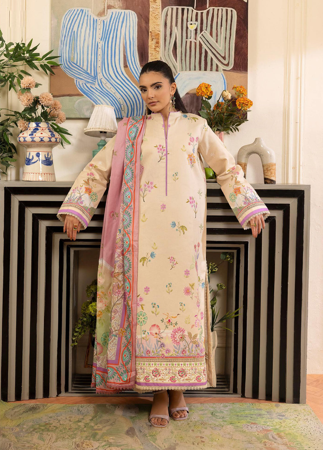 Nissa by RajBari Unstitched Printed Lawn 3 Piece Suit RB26ULN D-03 - Casual Collection
