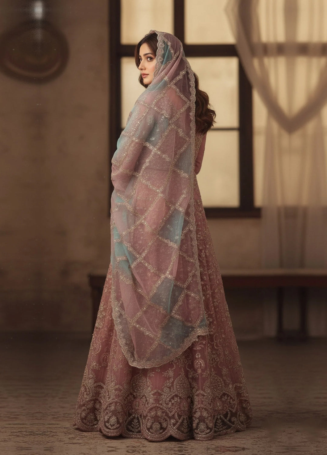 Essentials by Diara Couture Women Pret Embroidered Organza 3 Piece Suit Shahbanu DF-13 - Wedding Collection