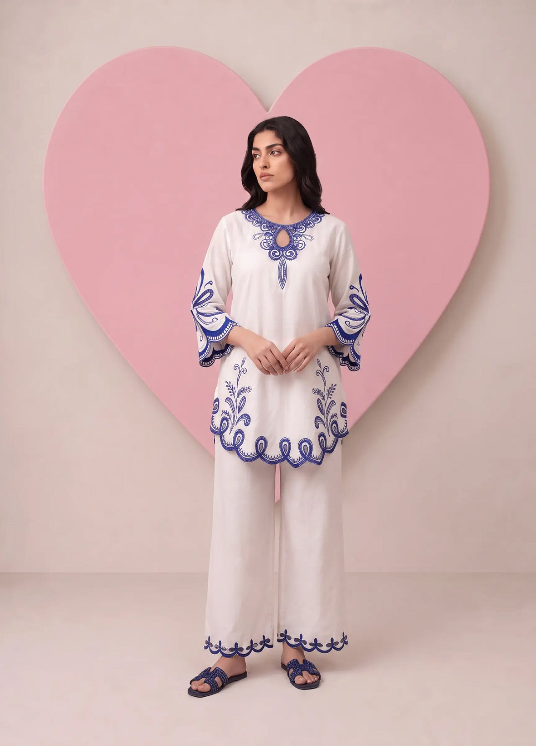 Scherezade Women RTW Embroidered Lawn Cotton 3 Piece Suit OCEANE - Casual Collection