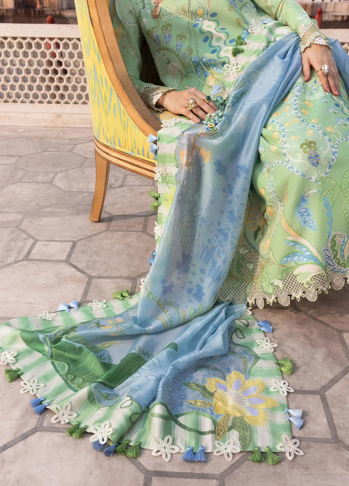 Flow by Crimson Unstitched Embroidered Lawn 3 Piece Suit CR26UFL D6 B-Apple Green - Festive Collection