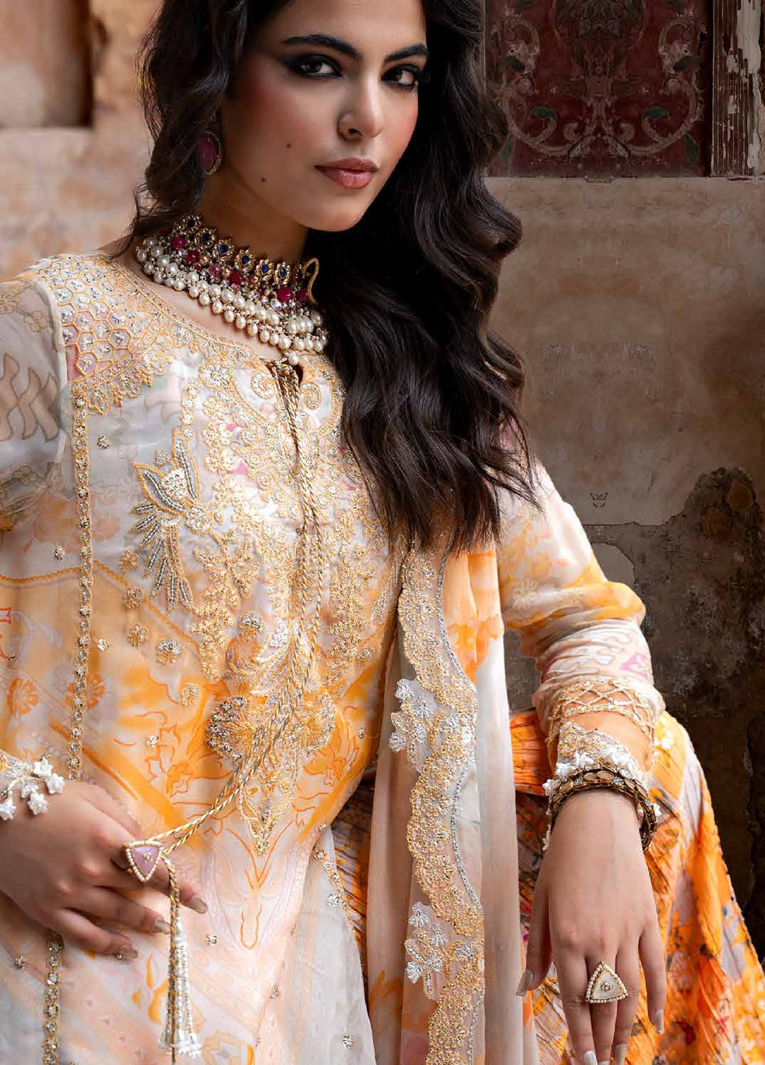 Vasal by Charizma Unstitched Embroidered Chiffon 4 Piece Suit CHR26UVC VSLW6-06 - Festive Collection