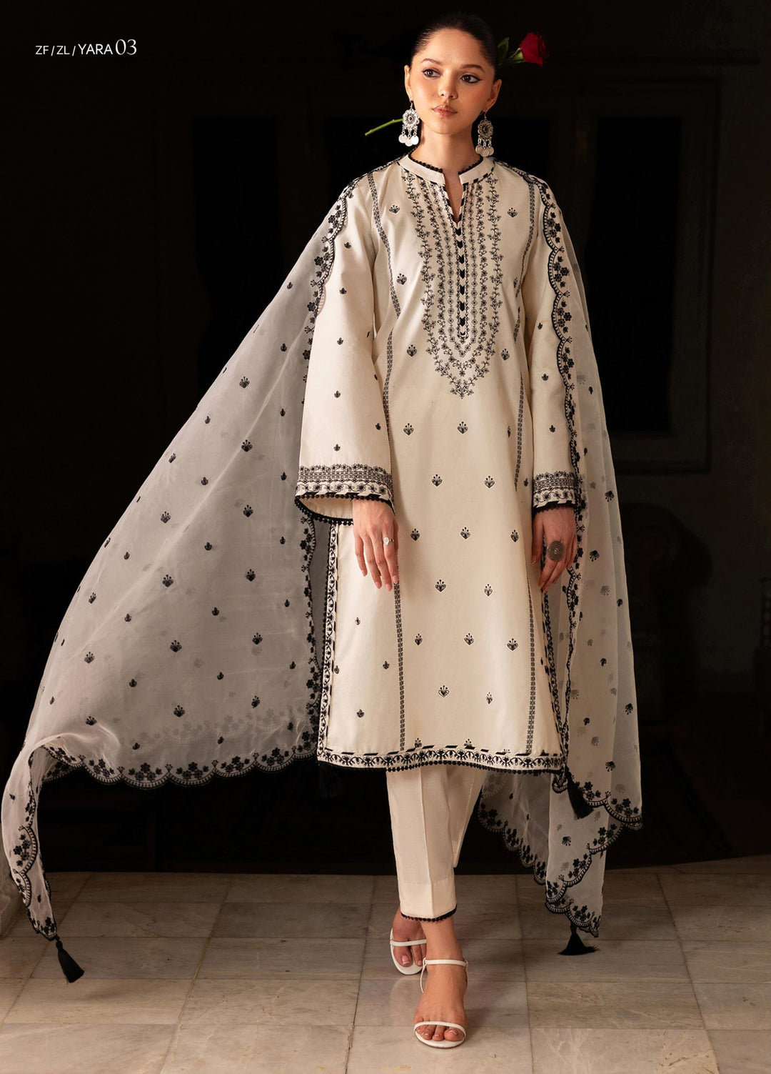 Zarif Unstitched Embroidered Lawn 3 Piece Suit ZR26ULF YARA 03 - Festive Collection