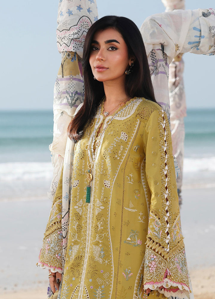 Sahil by Qalamkar Unstitched Embroidered Luxury Lawn 3 Pcs Suit QLK26US SA-07 Hira - Summer