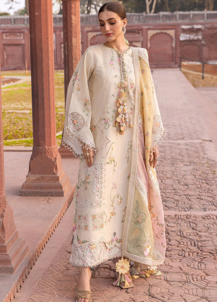 Flow by Crimson Unstitched Embroidered Lawn 3 Piece Suit CR26UFL D7 A-Ivory - Festive Collection