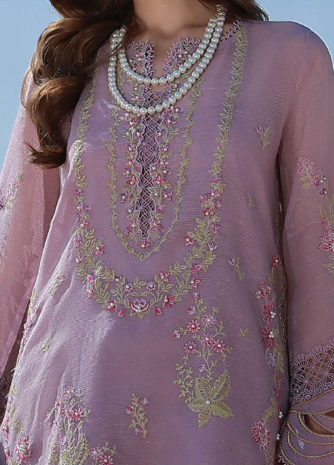 Rang Rasiya Premium Unstitched Embroidered Net 3 Piece Suit RR26UP D-4 Parisa - Festive Collection