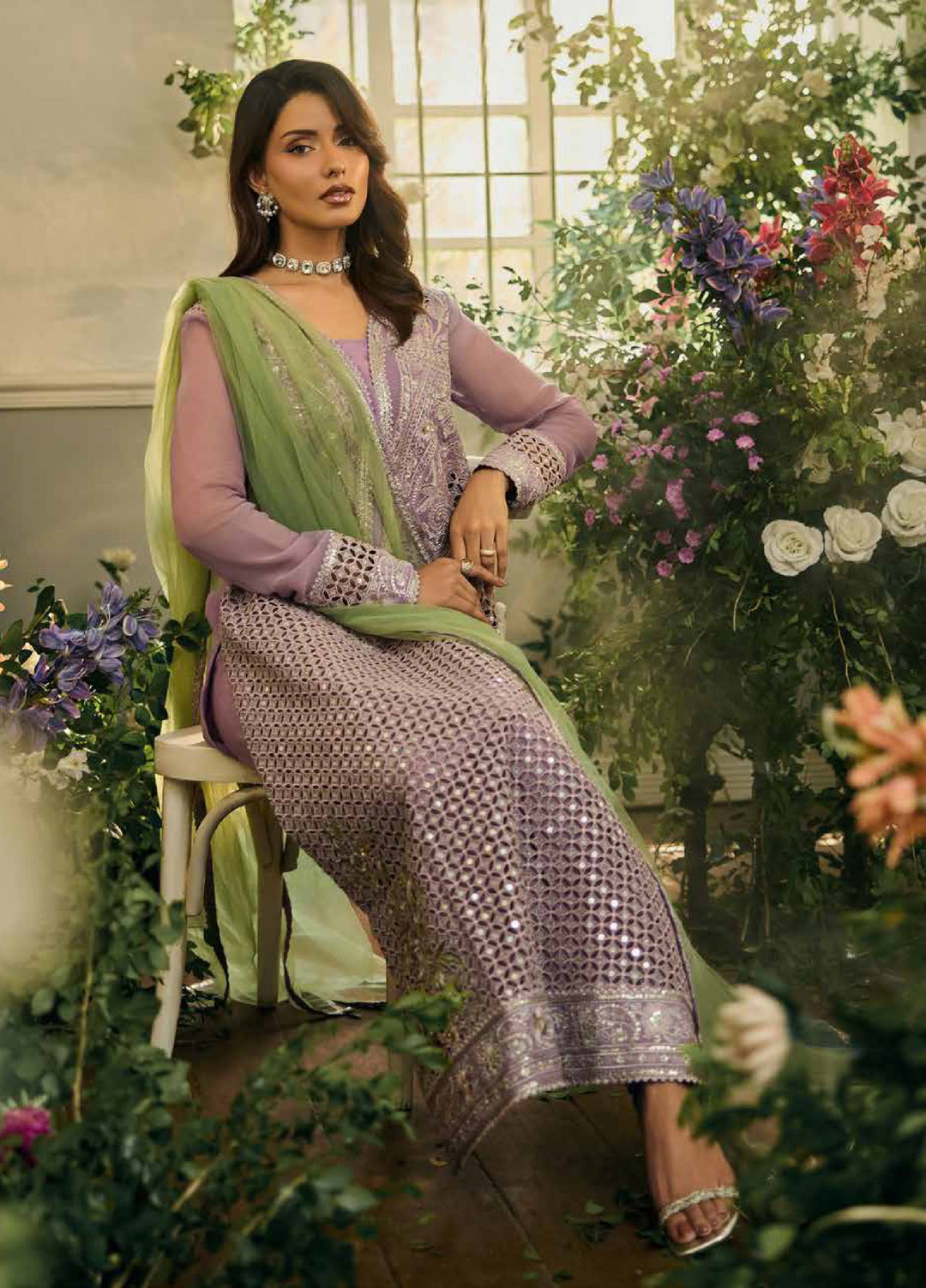 Celine by Charizma Unstitched Embroidered Chiffon 4 Piece Suit CHR26UC Celine CCE6-04 - Festive Collection