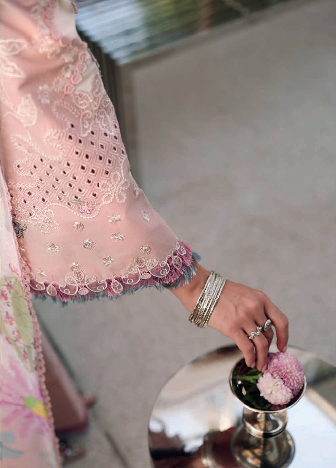 Qalamkar Chikankari Unstitched Embroidered Lawn 3 Piece Suit QLK26UCL CM-06 Noura - Summer Collection