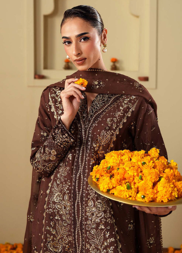 Shagun by Neeshay Unstitched Raw Silk Embroidered Suits 3 Piece NSH25SF MAHROОВ - Festive Collection